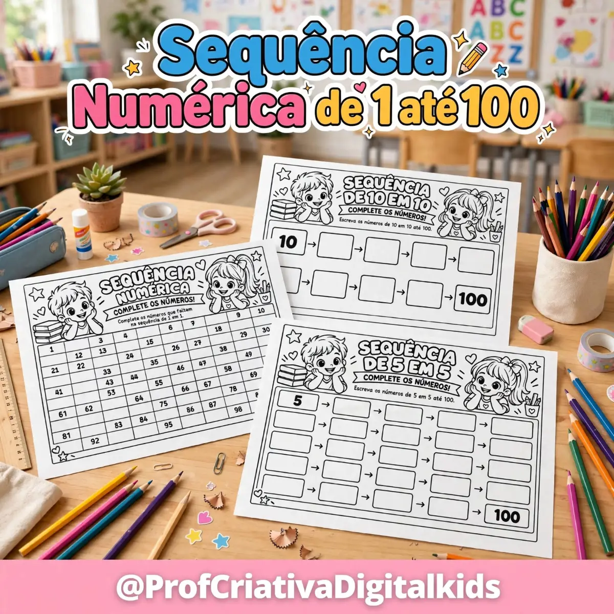 Atividades de Matemática-Sequência Numérica até 100 — Atividades para 1º ano: Seus alunos precisam praticar a sequência…