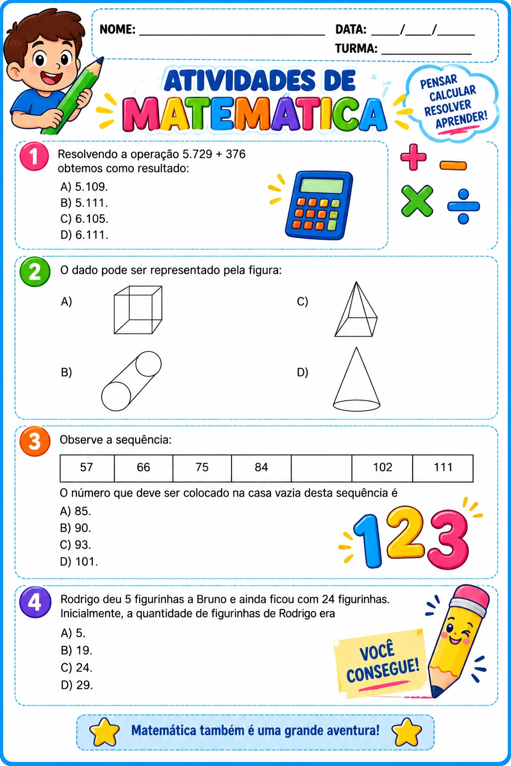 ATIVIDADES DE MATEMÁTICA - SIMULADOS DE AVALIAÇÕES — amostra 1: ATIVIDADES DE SIMULADO – MATEMÁTICA