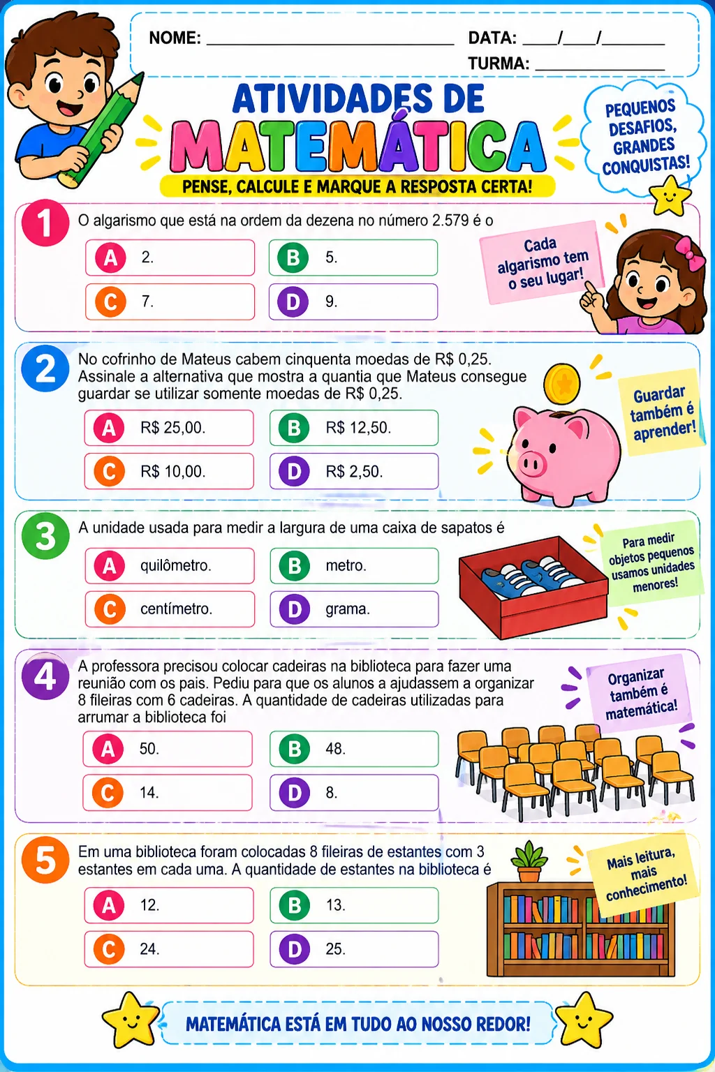 ATIVIDADES DE MATEMÁTICA - SIMULADOS DE AVALIAÇÕES — amostra 5: Este material traz atividades elaboradas em formato…