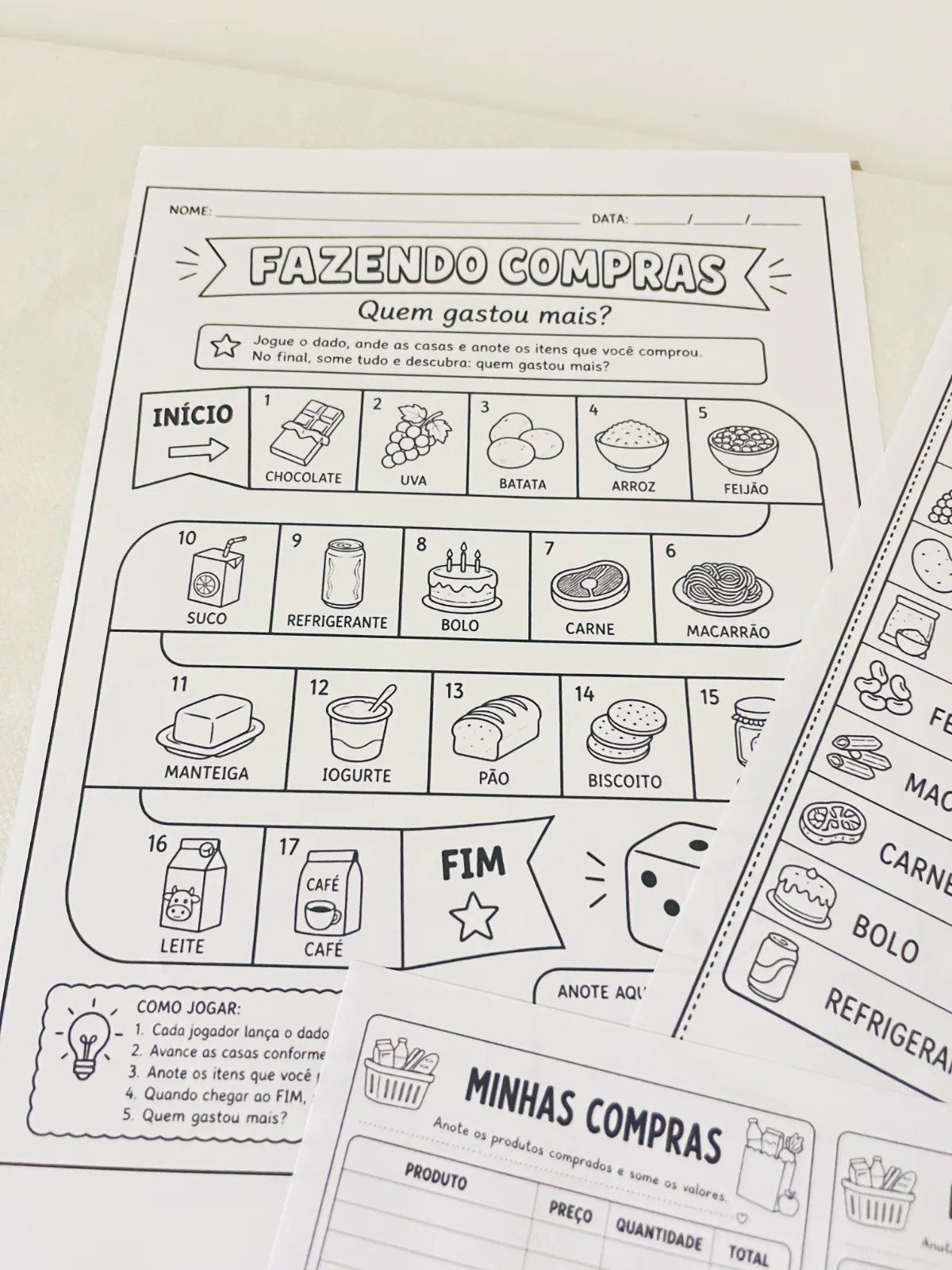 Atividades de Matemática Vamos as compras — amostra 4: APRENDER BRINCANDO FICA MUITO MAIS DIVERTIDO