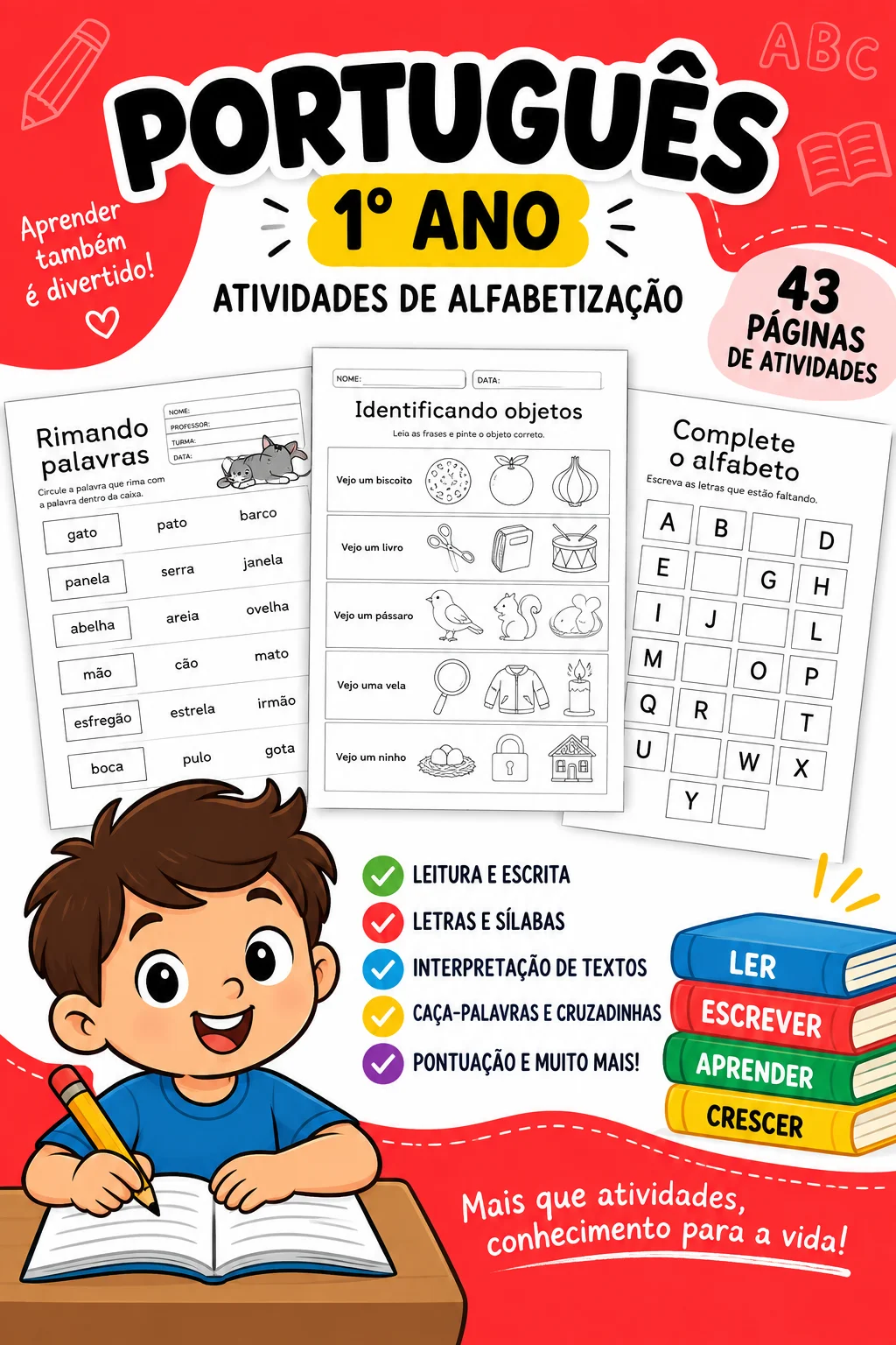 Atividades de Português 1º ano – Alfabetização — capa do material