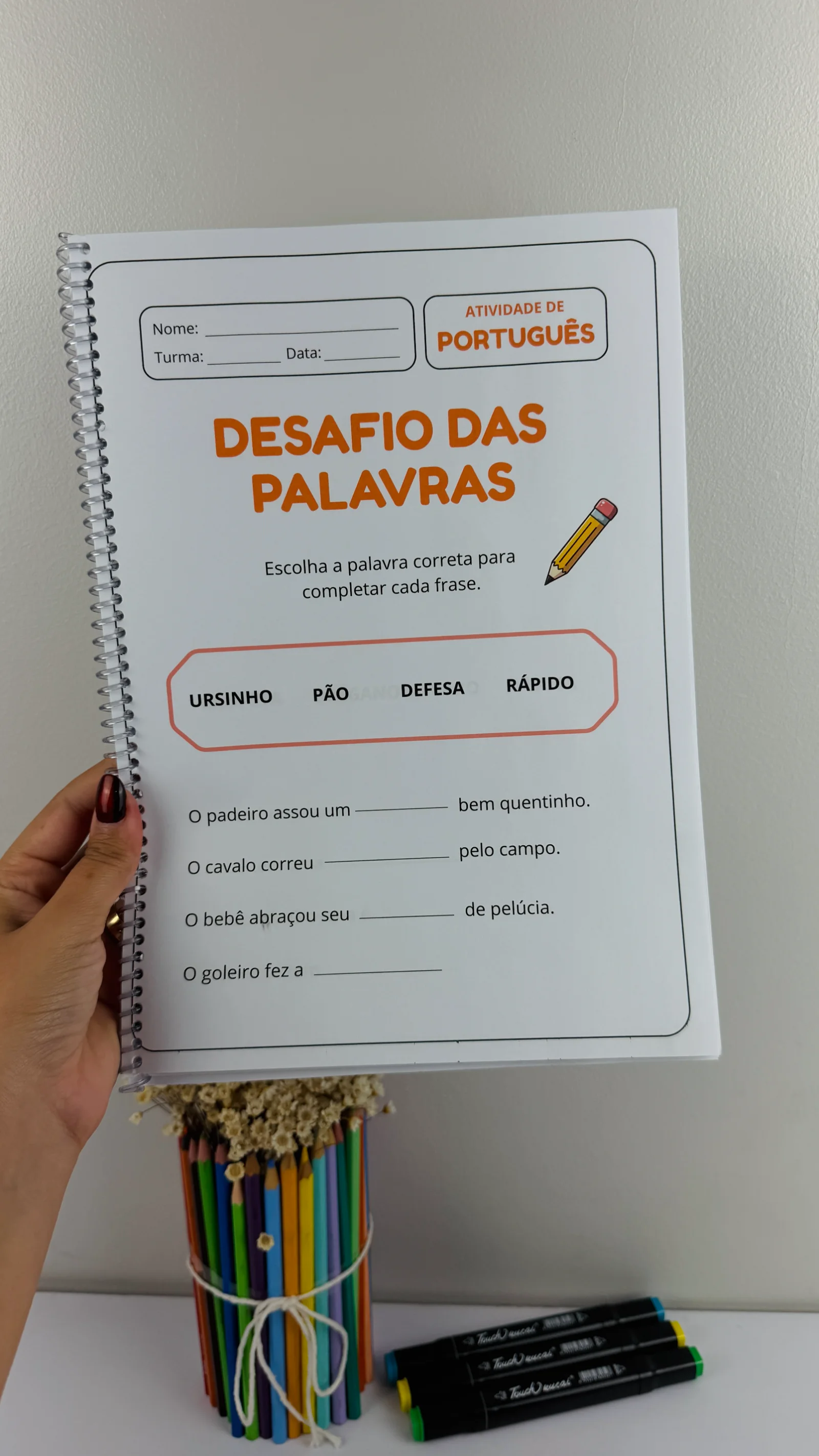 📚 ATIVIDADES DE PORTUGUÊS – DESAFIO DAS PALAVRAS — amostra 6: Nas atividades, o aluno observa um banco de palavras e…