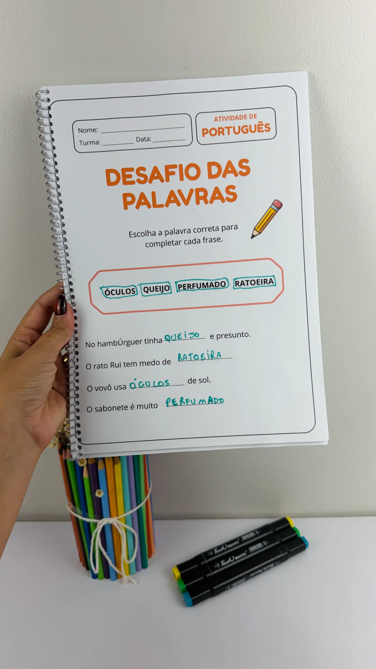 📚 ATIVIDADES DE PORTUGUÊS – DESAFIO DAS PALAVRAS — amostra 7: Nas atividades, o aluno observa um banco de palavras e…
