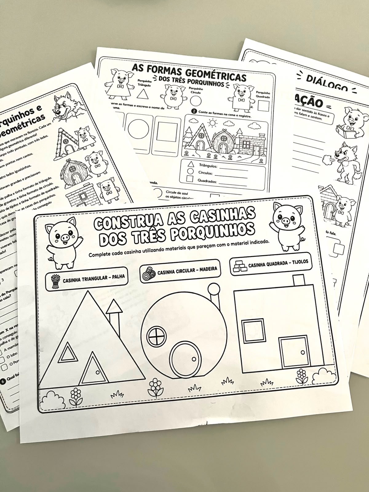 Atividades de português e matemática-Os 3 porquinhos — amostra 4: A história, é hora de consolidar a aprendizagem com um…
