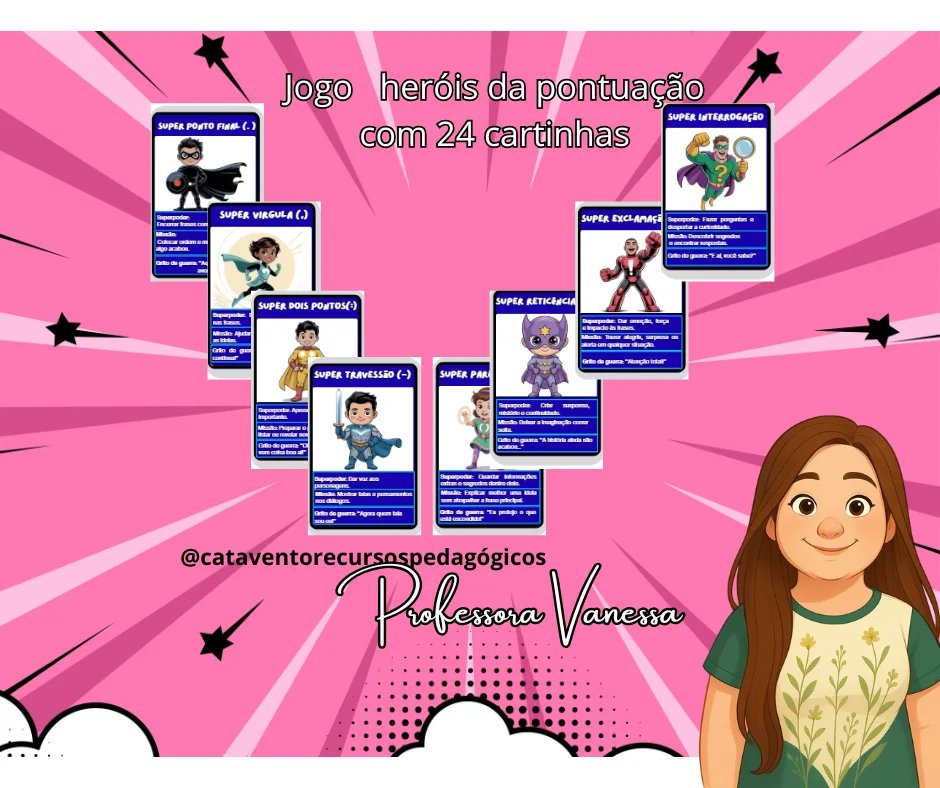 Atividades de português sobre pontuação - jogo heróis da pontuação — amostra 1: Jogo de Cartas + atividades – Heróis da…