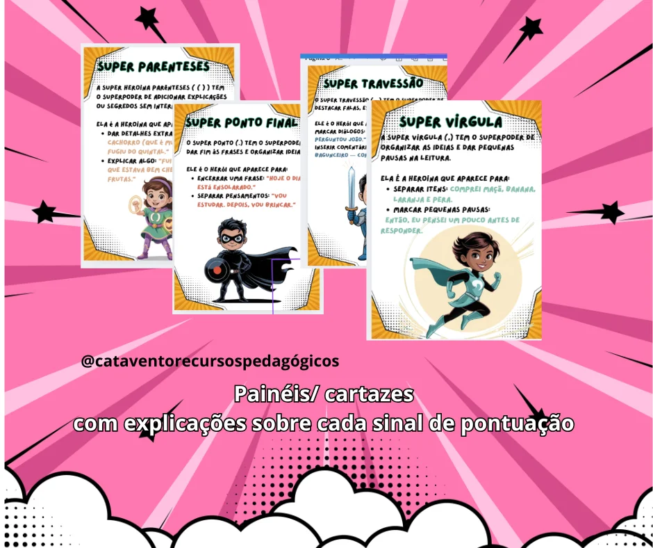 Atividades de português sobre pontuação - jogo heróis da pontuação — amostra 2: Jogo de Cartas + atividades – Heróis da…