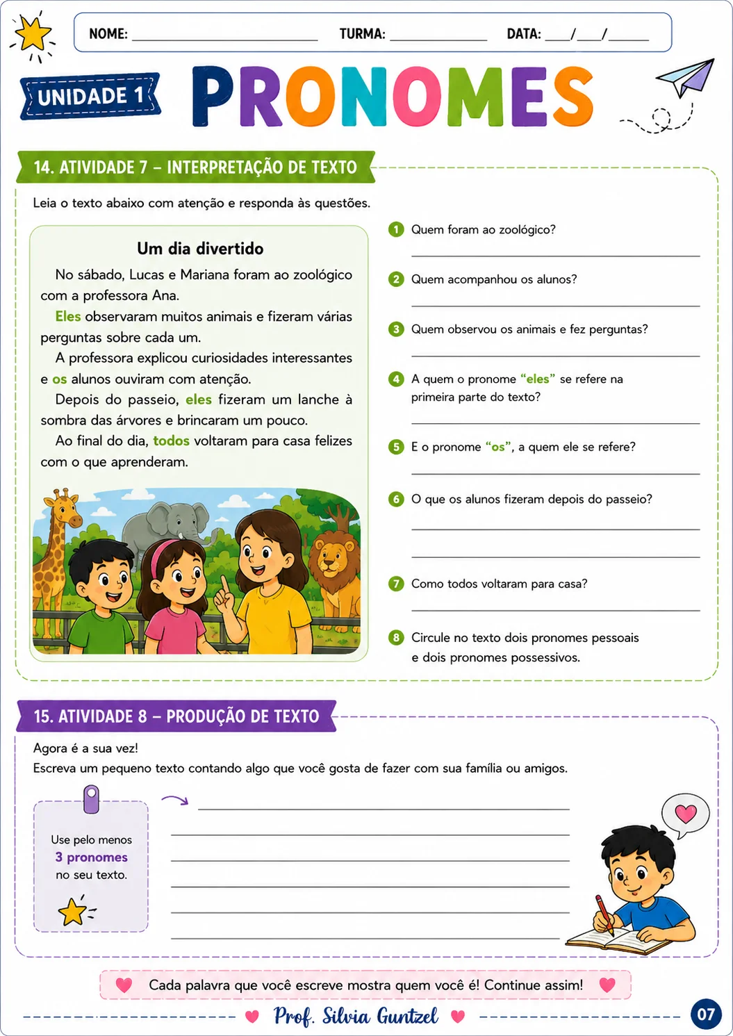 Atividades de Pronomes – Língua Portuguesa 5º Ano — amostra 3: Atividades de pronomes prontas para imprimir, com exercícios…