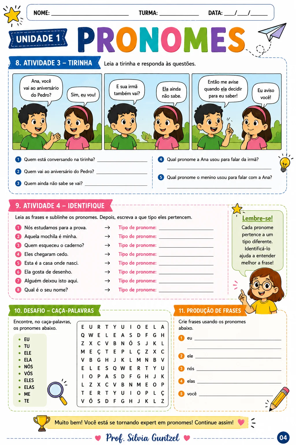 Atividades de Pronomes – Língua Portuguesa 5º Ano — amostra 6: Atividades de pronomes prontas para imprimir, com exercícios…