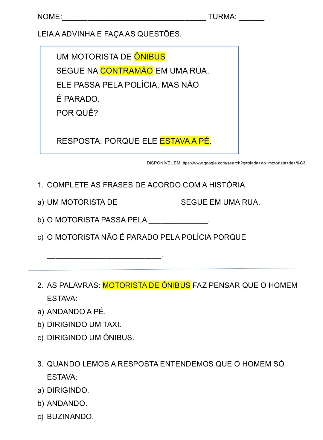 Atividades de Recomposição de Português - Leitura e Interpretação — amostra 6: Atividades de Recomposição de Português para…
