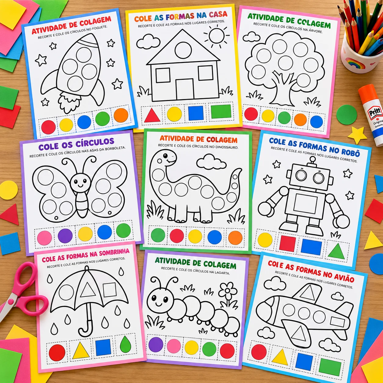 Atividades de Recorte e Colagem para Educação Infantil – 18 Páginas — amostra 1: Atividades de Recorte e Colagem para…