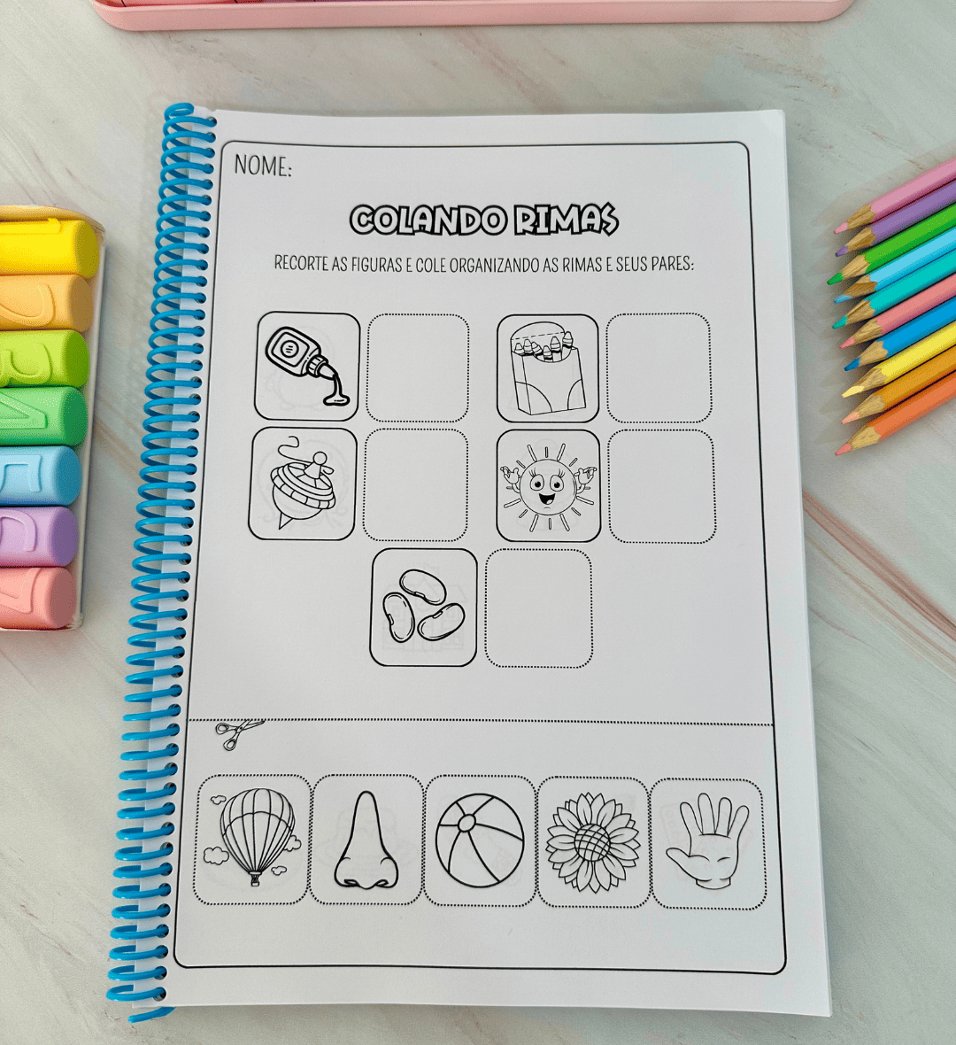 Atividades de Rimas: Apostila em PDF com 85 Páginas — amostra 1: Atividades de rimas para explorar os sons das palavras