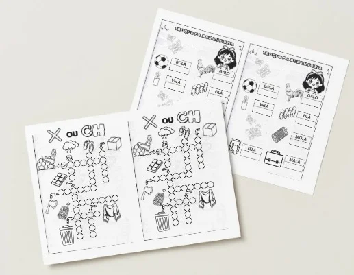 Atividades de Sílabas Complexas para 1º e 2º Ano | Apostila PDF — amostra 2: As atividades trabalham as sílabas CH, LH, NH,…
