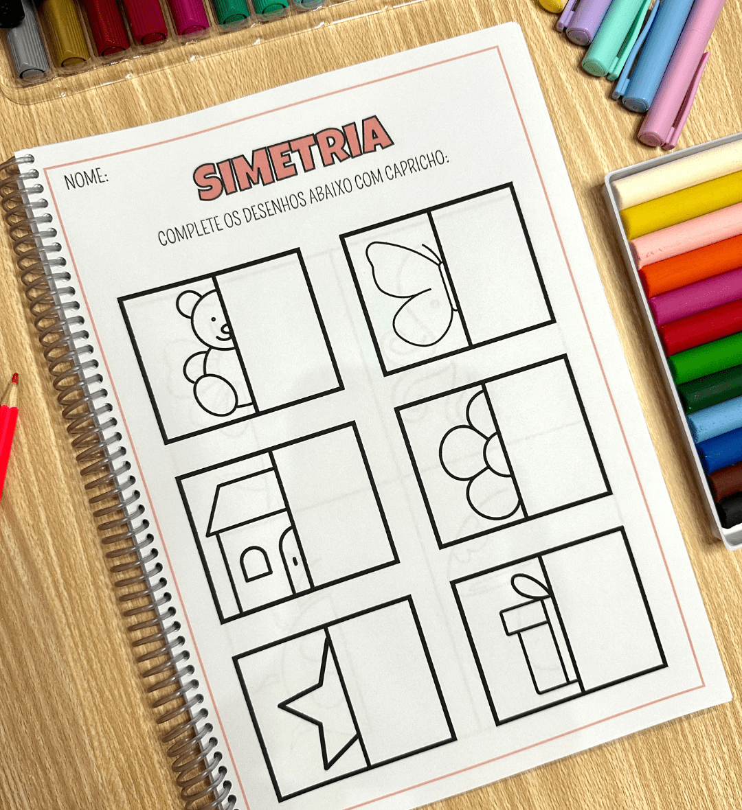 Atividades de simetria para Educação Infantil em PDF — amostra 2: O que vem no material