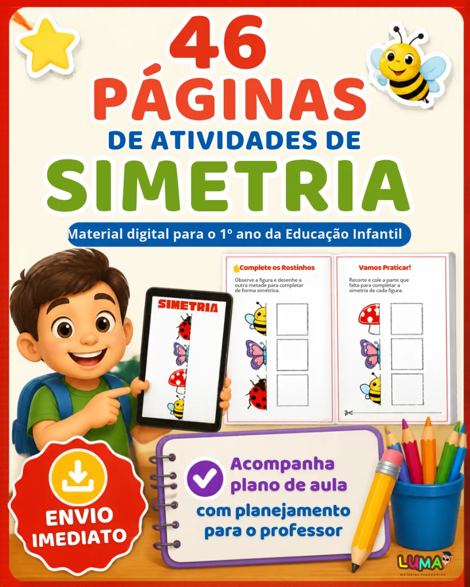 Atividades de simetria para imprimir – Complete o desenho — Atividades para Ensino Fundamental I (1º–5º): Explore a…