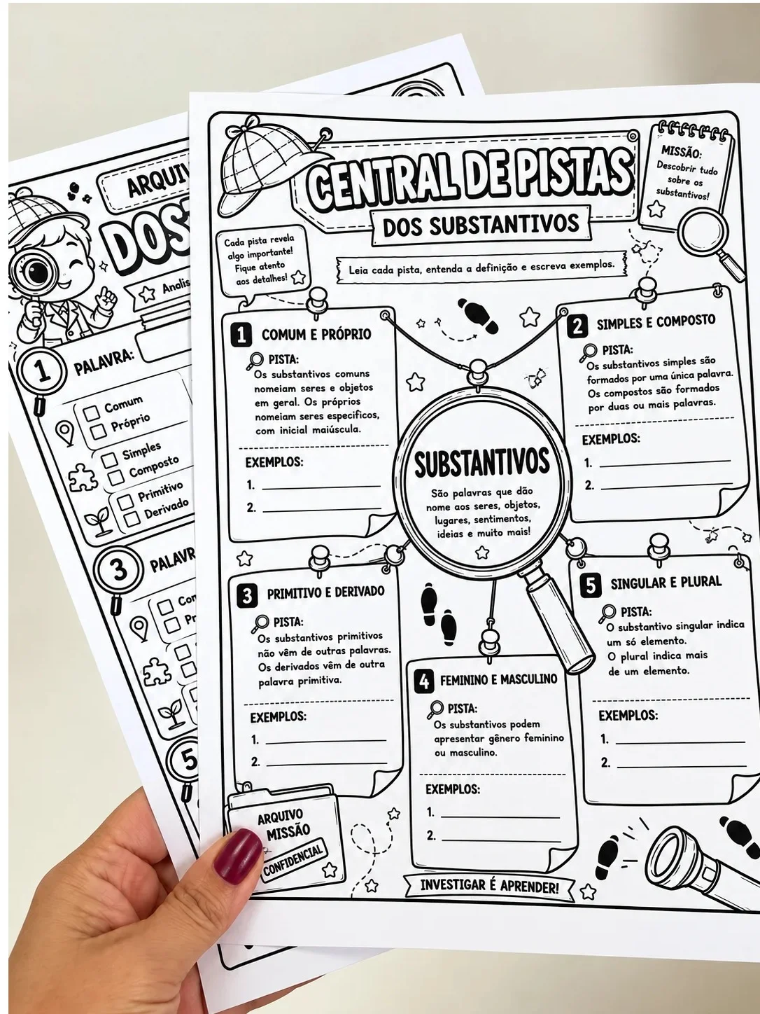 Atividades de Substantivos – Missão Detetive — capa do material