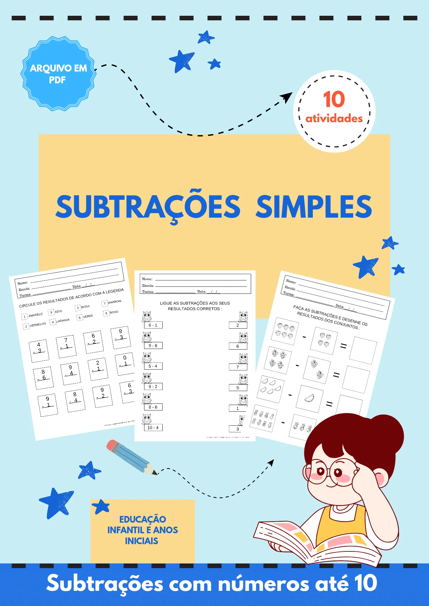 Atividades de Subtração Simples - 10 atividades — Matemática para Todas as séries: O Kit 10 Atividades de Subtração Simples…