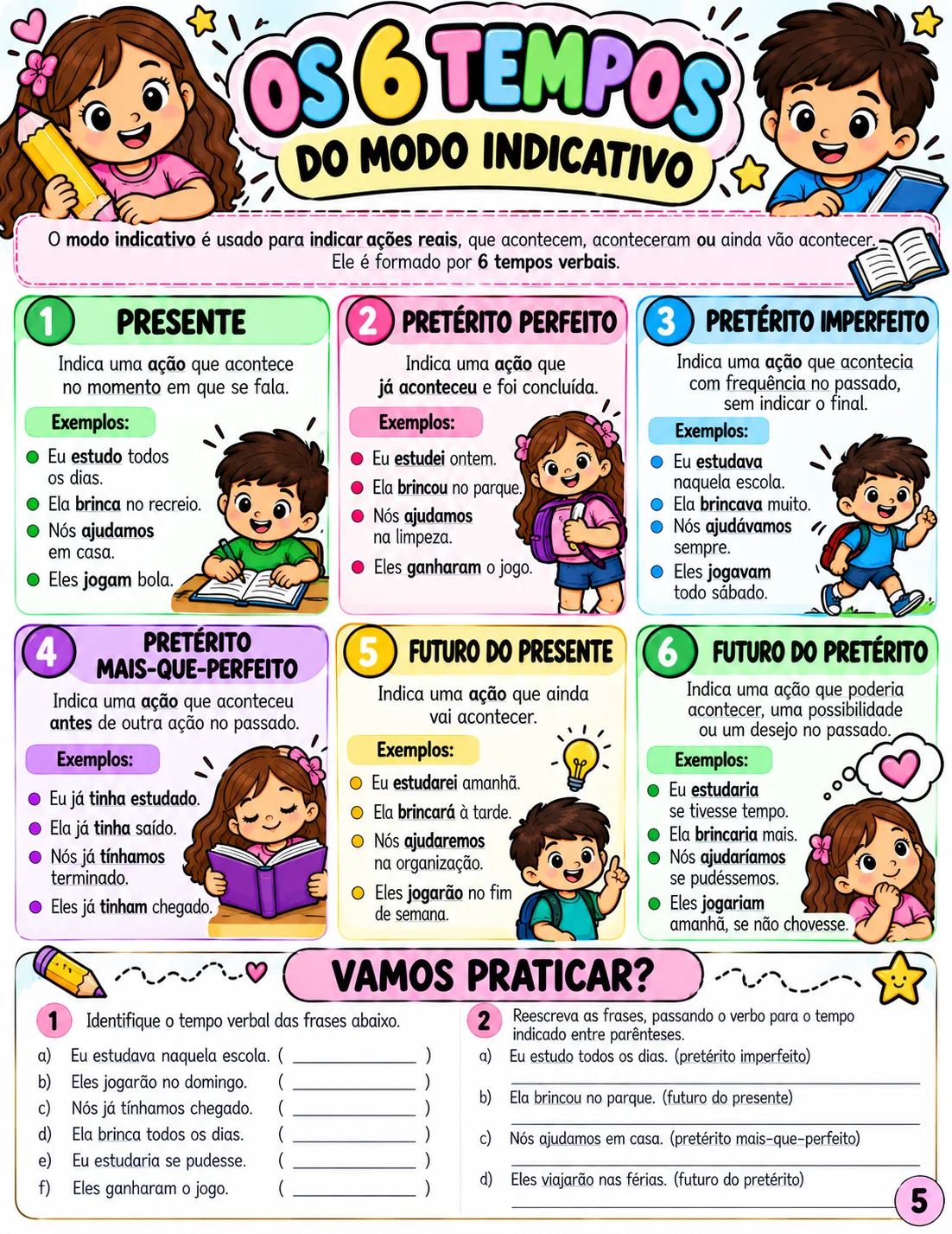 Atividades de Verbos – 4º e 5º Ano | Português — amostra 5: Material completo sobre verbos para 4º e 5º ano, com…