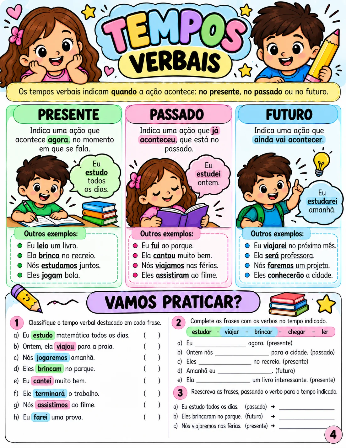 Atividades de Verbos – 4º e 5º Ano | Português — amostra 6: Material completo sobre verbos para 4º e 5º ano, com…