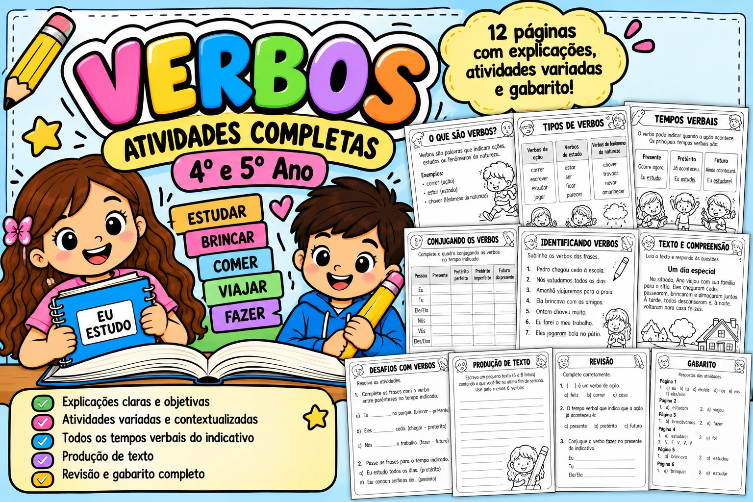 Atividades de Verbos – 4º e 5º Ano | Português — capa do material