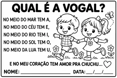 Atividades de vogais para imprimir – leitura, pintura e escrita — amostra 2: O que vem no material
