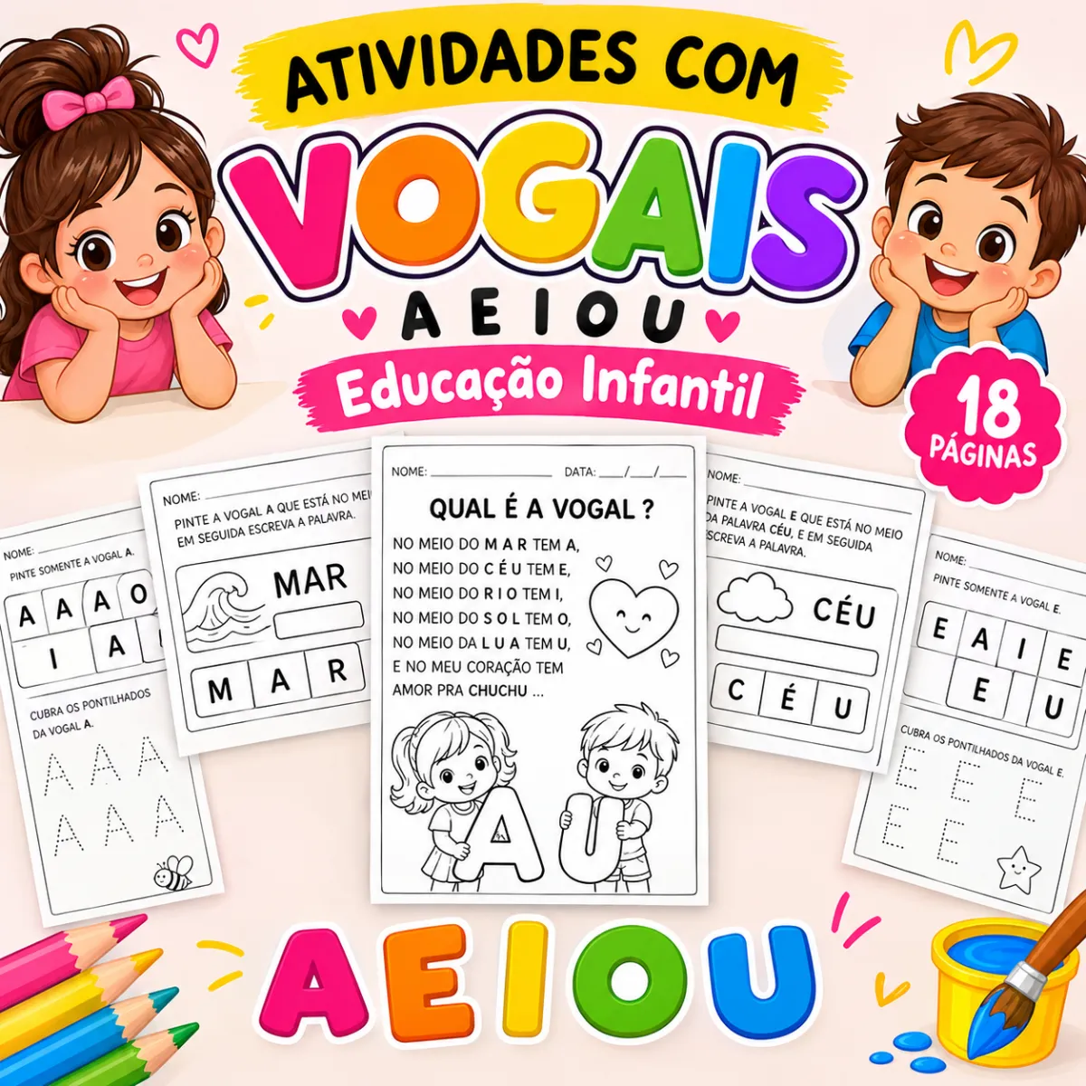Atividades de vogais para imprimir – leitura, pintura e escrita — Atividades para 1º ano: Trabalhe o reconhecimento das…