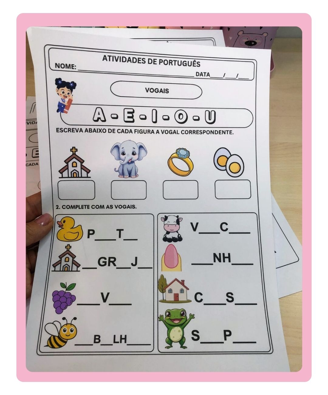 Atividades de vogais para imprimir na Educação Infantil — amostra 3: O que você encontra no arquivo