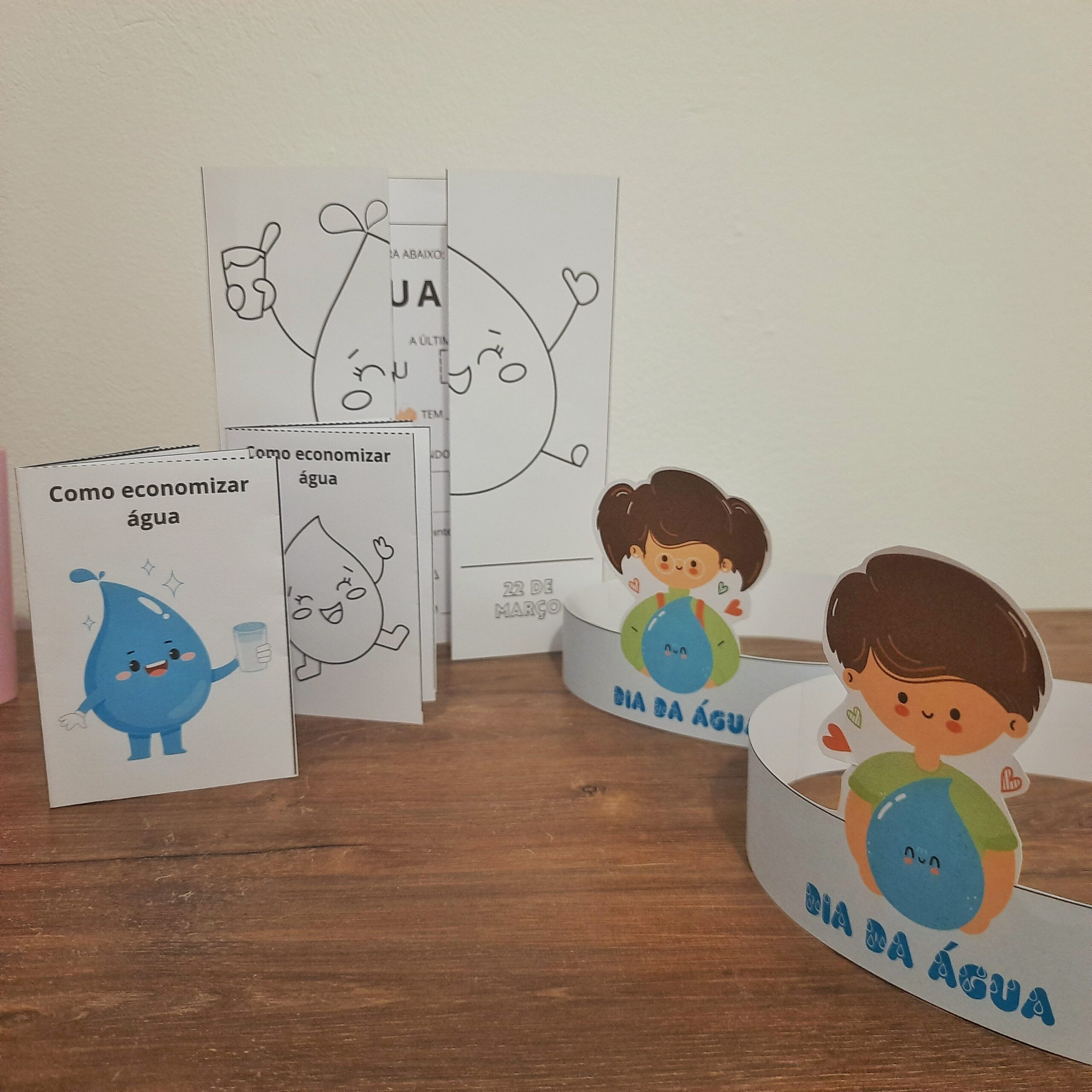 Atividades Dia da Água: livrinho e enfeite para Educação Infantil — amostra 2: O que vem no material