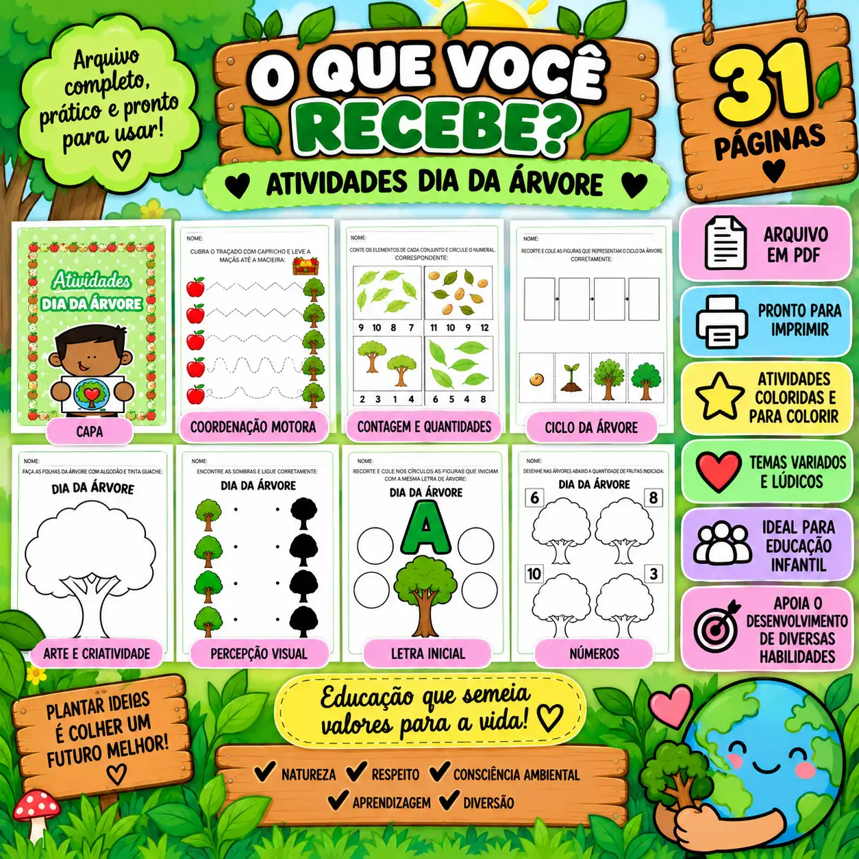 Atividades Dia da Árvore 30 Atividades Lúdicas para Educação Infantil — amostra 3: Atividades Dia da Árvore para Educação…