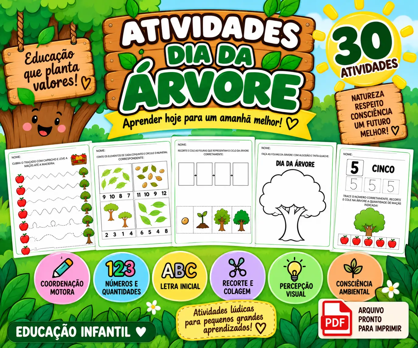 Atividades Dia da Árvore 30 Atividades Lúdicas para Educação Infantil — capa do material