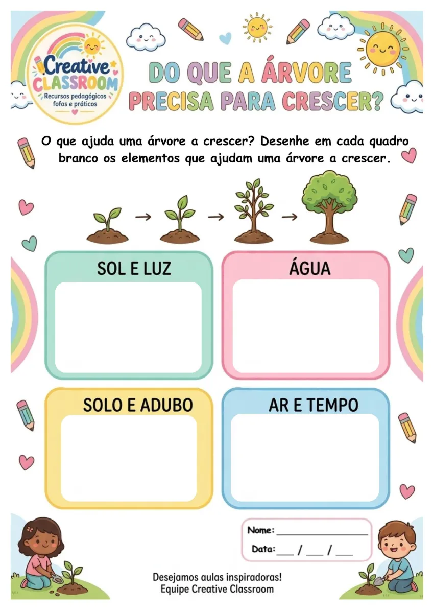 Atividades dia da Árvore Educação Infantil — amostra 3: Atividade de Ciências para Educação Infantil sobre os elementos que…