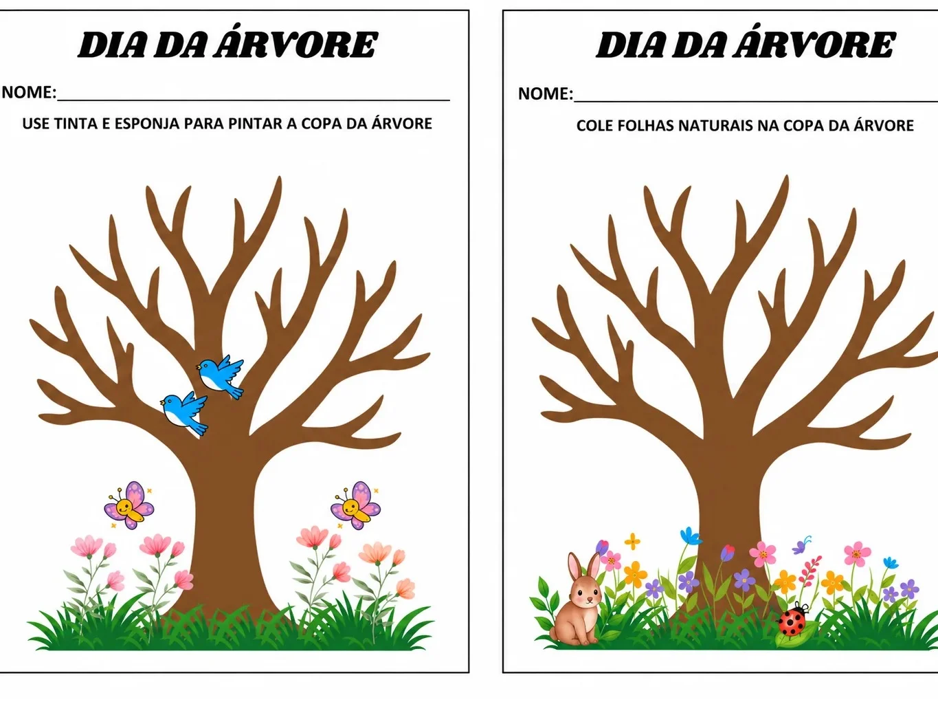 Atividades Dia da Árvore para Educação Infantil — amostra 1: Atividades para o Dia da Árvore com pintura usando tinta e…