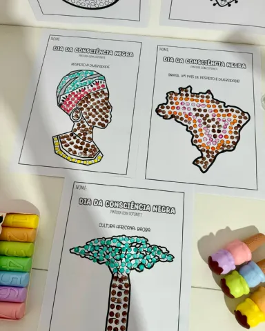 Atividades Dia da Consciência Negra para Educação Infantil — amostra 1: Atividades Dia da Consciência Negra com pintura de…