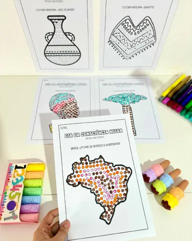 Atividades Dia da Consciência Negra para Educação Infantil — amostra 5: Atividades Dia da Consciência Negra com pintura de…