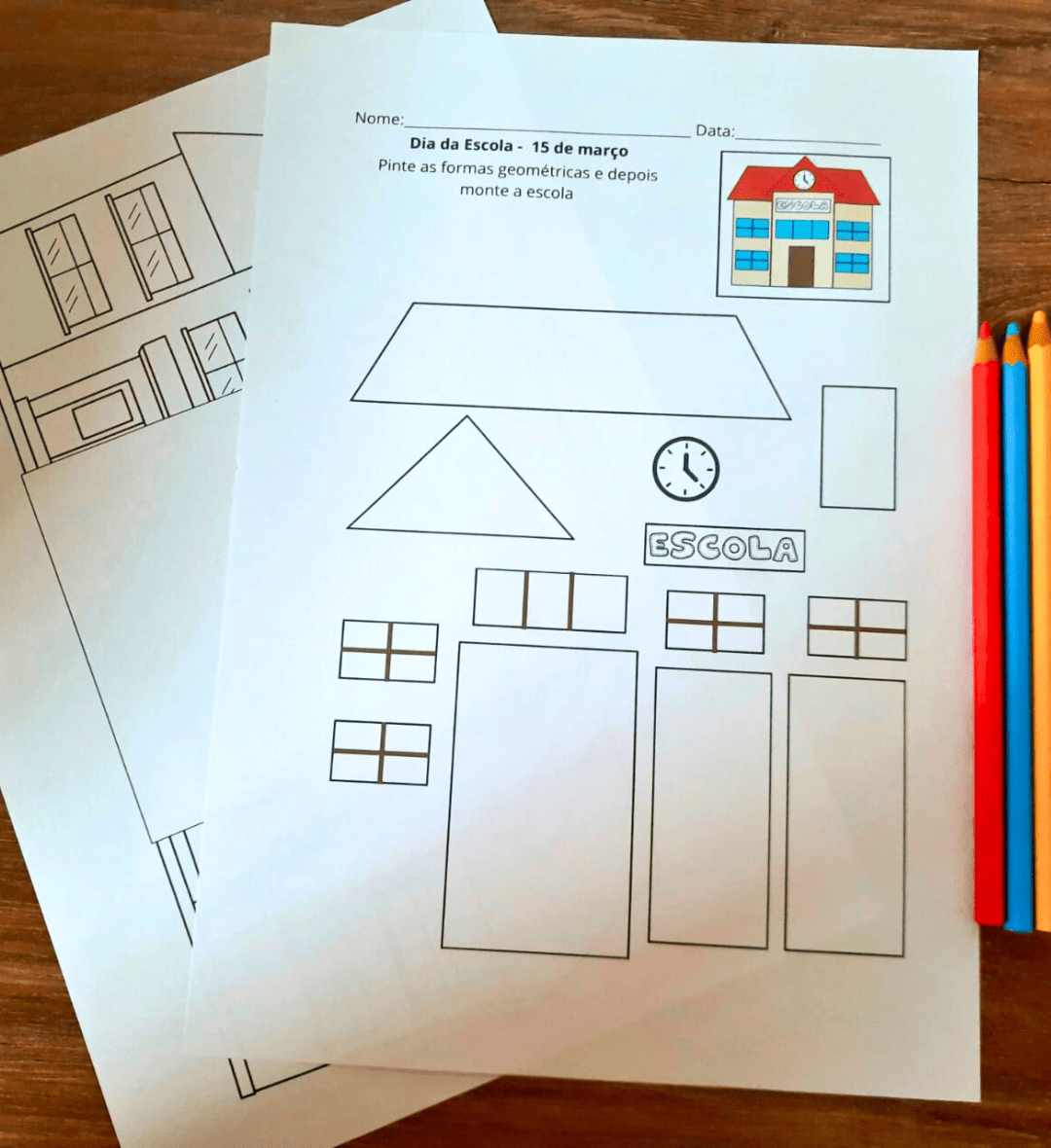 Atividades Dia da Escola: leitura, formas e desenho — amostra 5: Trabalhe o Dia da Escola na Educação Infantil com 4…