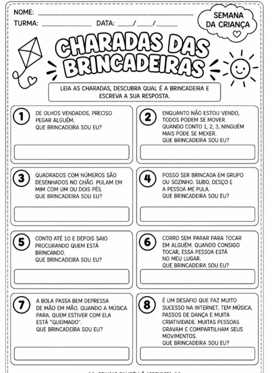 Atividades Dia das crianças - 1° ao 5° ano — amostra 3: 🎈 O que está incluso Atividades Dia das crianças - 1° ao 5° ano — amostra 3: 🎈 O que está incluso