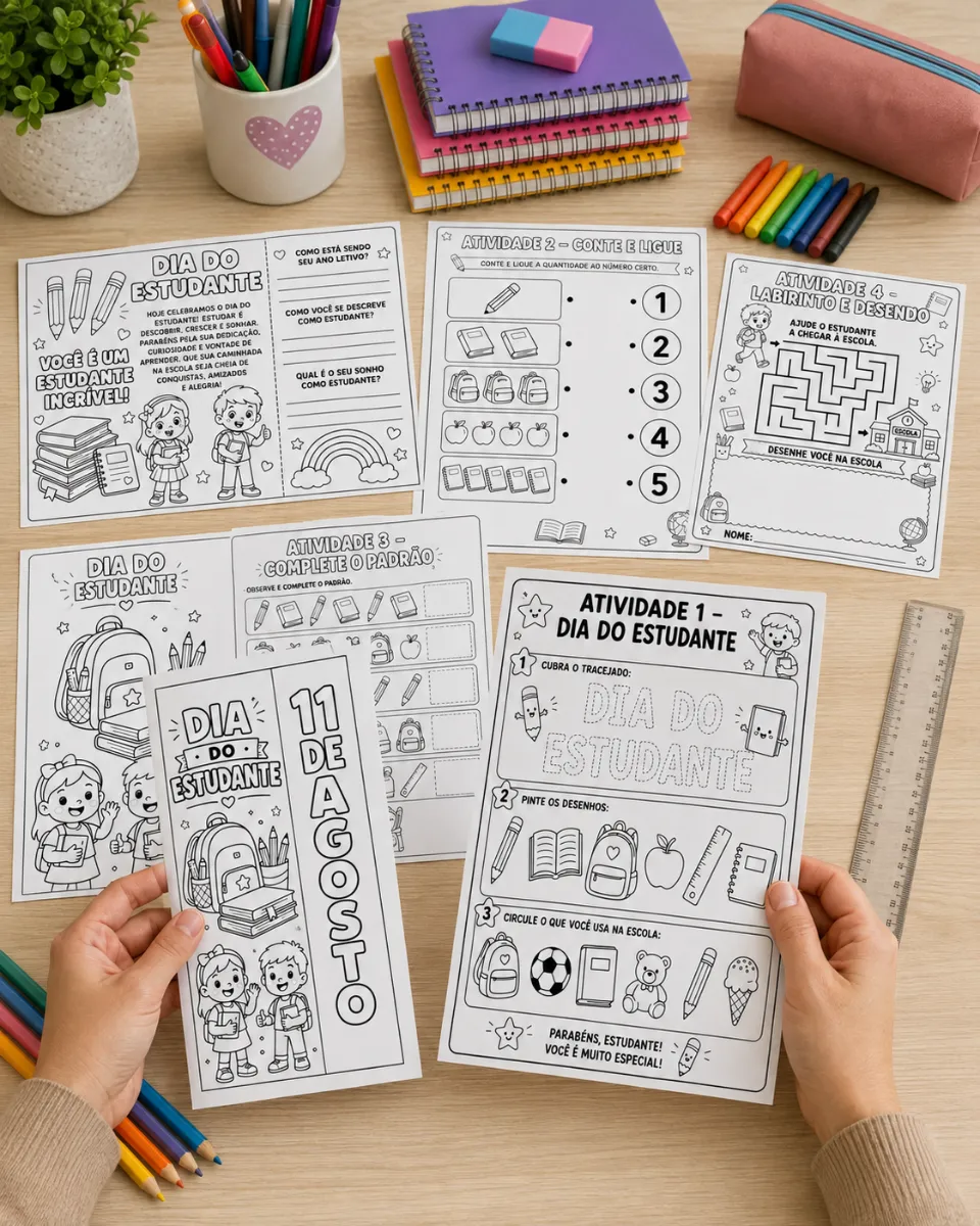 Atividades Dia do Estudante - Alfabetização e Anos Iniciais — amostra 2: Celebre o Dia do Estudante com um recurso lindo,…