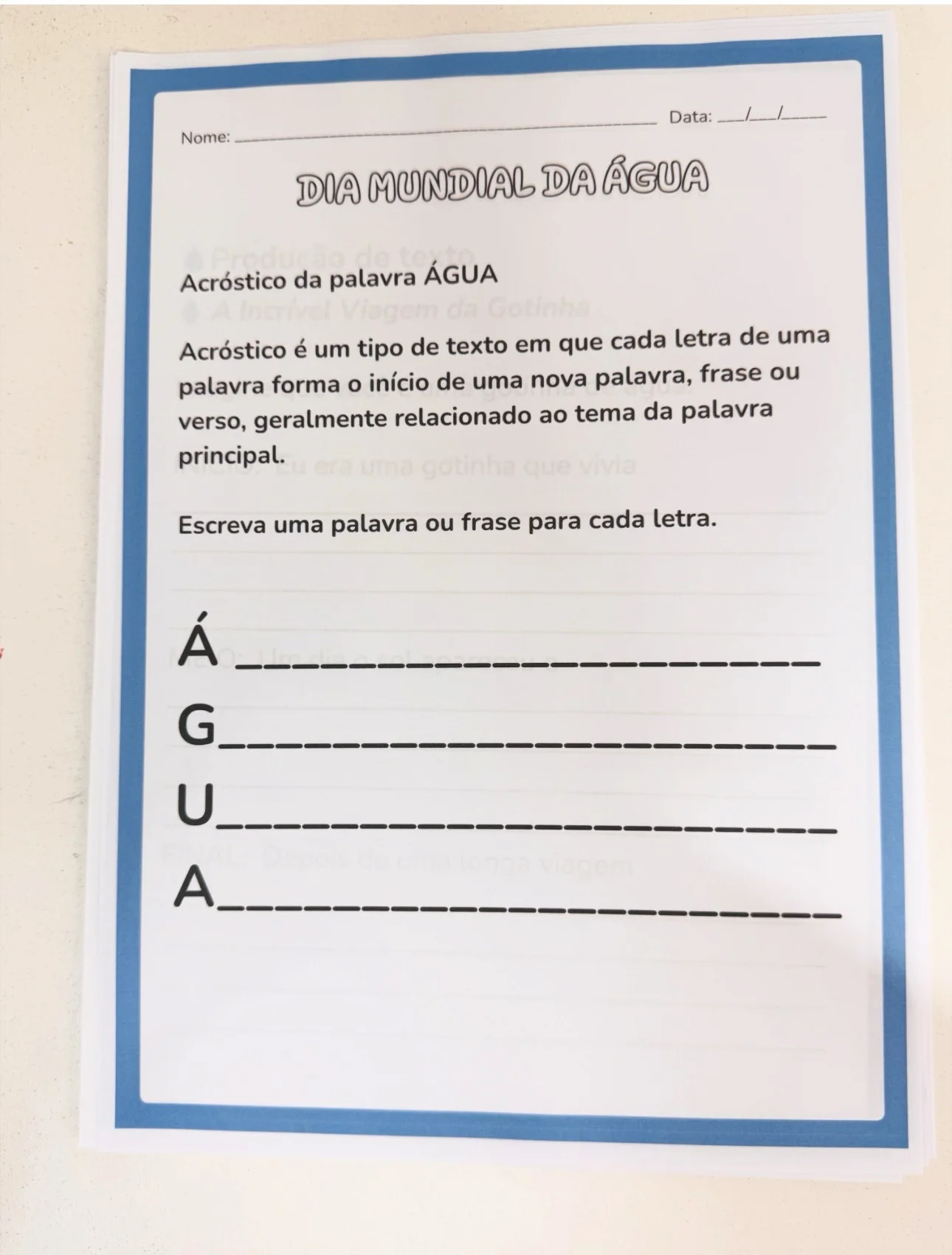 Atividades dia mundial da água fundamental 1 — amostra 5: Atividades – Dia Mundial da Água Este material foi desenvolvido…