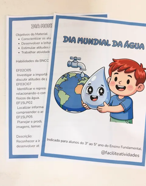 Atividades dia mundial da água fundamental 1 — capa do material