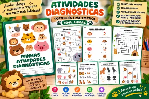 Atividades Diagnósticas - Português e Matemática |Tema Animais — amostra 1: Transforme a avaliação em um momento mais…