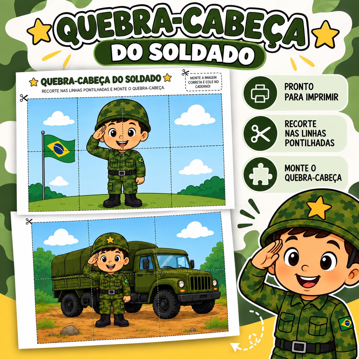 Atividades do dia do Soldado para pré-escola e alfabetização — amostra 3: Este material especial para o Dia do Soldado foi…