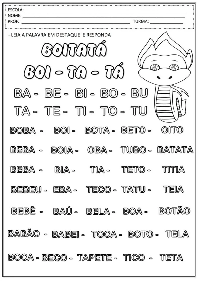 🐍🔥 ATIVIDADES DO FOLCLORE – BOITATÁ 🔥🐍 em PDF pronto para imprimir — amostra 2: Transforme o estudo do Folclore…