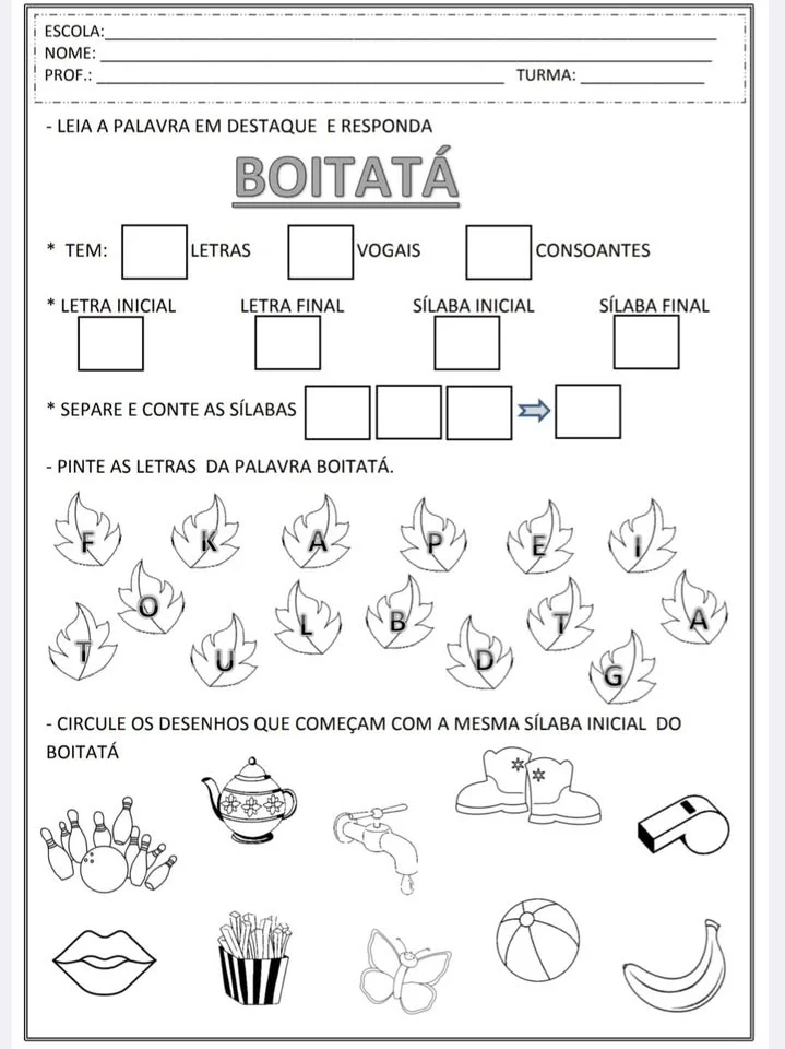 🐍🔥 ATIVIDADES DO FOLCLORE – BOITATÁ 🔥🐍 em PDF pronto para imprimir — amostra 4: Transforme o estudo do Folclore…
