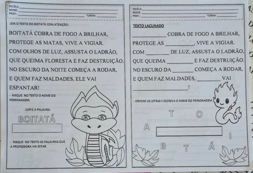 🐍🔥 ATIVIDADES DO FOLCLORE – BOITATÁ 🔥🐍 em PDF pronto para imprimir — amostra 5: Transforme o estudo do Folclore…
