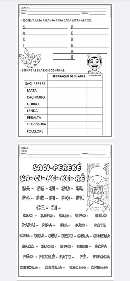 🚨🌿ATIVIDADES DO FOLCLORE – SACI-PERERÊ 🚨🧢🌿em PDF pronto para imprimir — amostra 3: Quer trabalhar o Folclore…