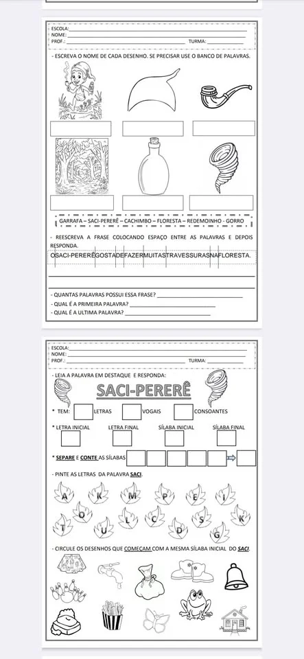 🚨🌿ATIVIDADES DO FOLCLORE – SACI-PERERÊ 🚨🧢🌿em PDF pronto para imprimir — amostra 6: Quer trabalhar o Folclore…
