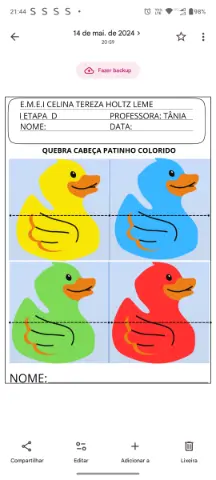 Sequência Patinho colorido, contagem, formas geométricas — amostra 2: O que vem no material