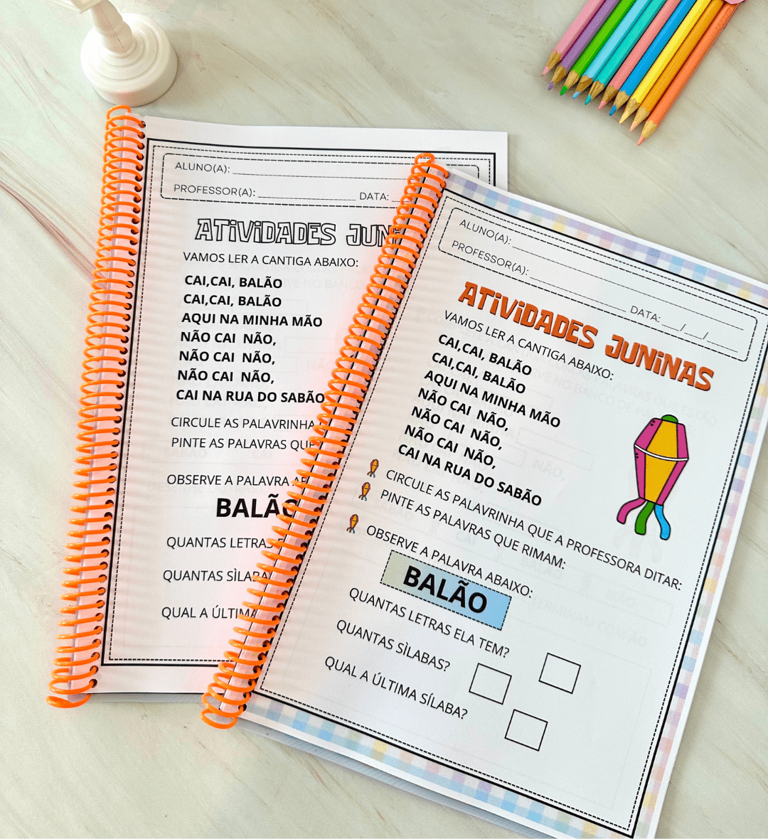 Atividades Festa Junina: apostila em PDF com Lapbook Junino — amostra 2: O que você encontra no material