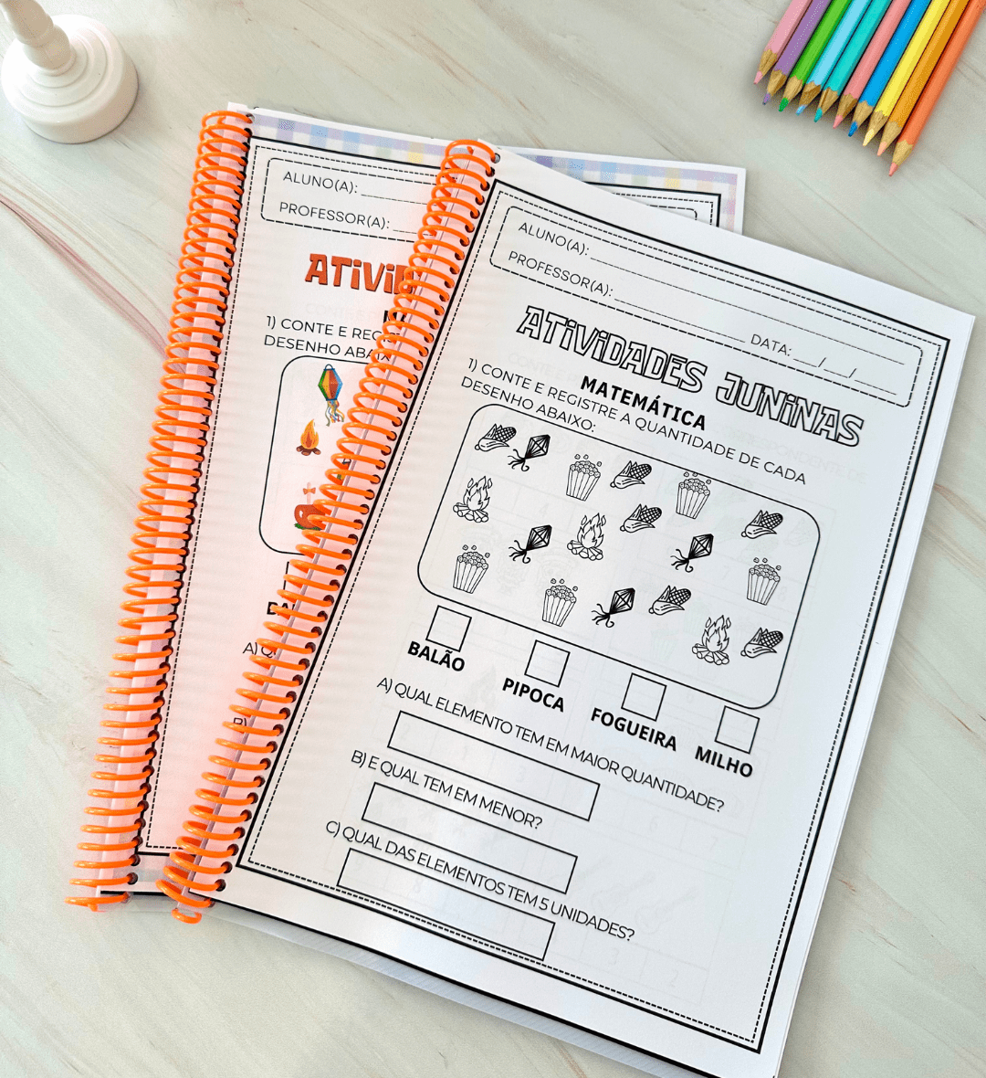 Atividades Festa Junina: apostila em PDF com Lapbook Junino — amostra 5: Trabalhe linguagem, matemática e expressão…