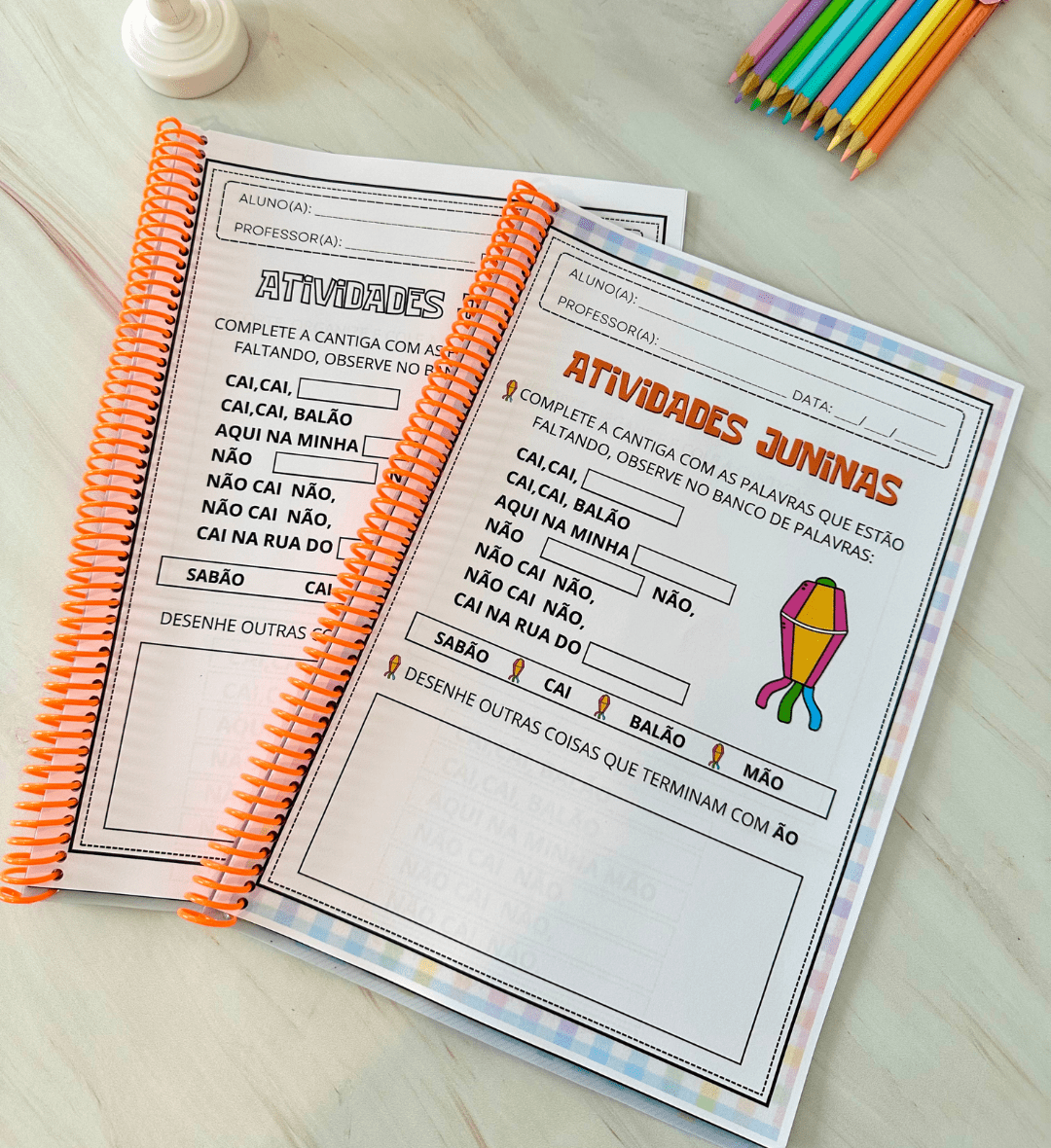 Atividades Festa Junina: apostila em PDF com Lapbook Junino — amostra 6: Trabalhe linguagem, matemática e expressão…