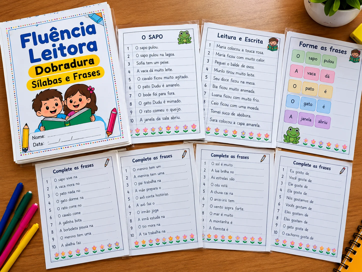 Atividades Fluência Leitora – Dobradura, Sílabas e Frases — amostra 1: Fluência Leitora – Dobradura, Sílabas e Frases